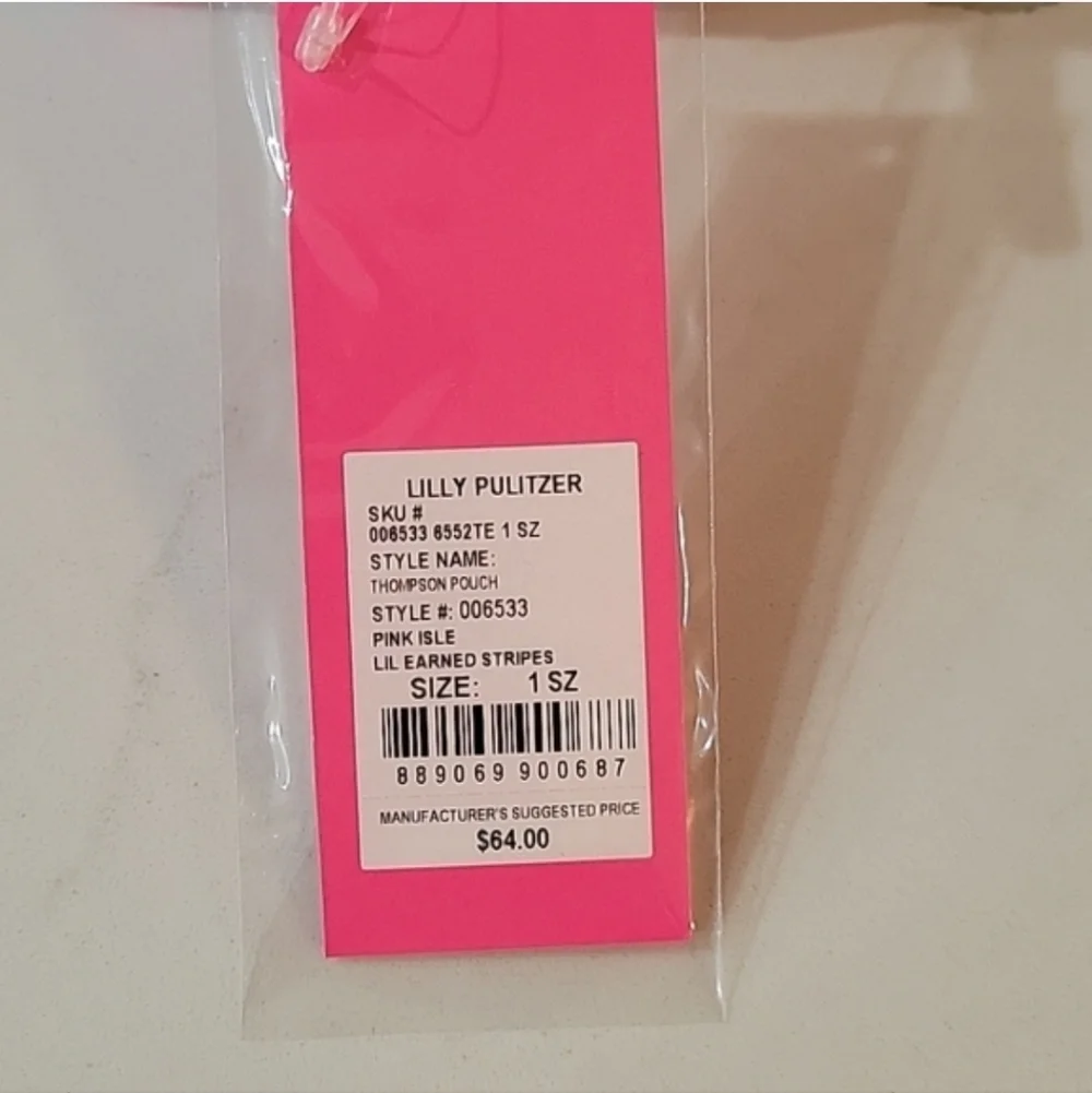 Lilly Pulitzer Thompson Double Section Pouch Pink Isle Lil Earned Stripes NEW